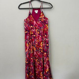 NWOT Nicole Miller Muted Floral Charmeuse Satin Slip Maxi Dress - XS